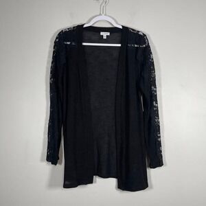 Charming Charlie Cardigan Sweater Womens Medium Black Lace Sleeve Y2K Whimsigoth